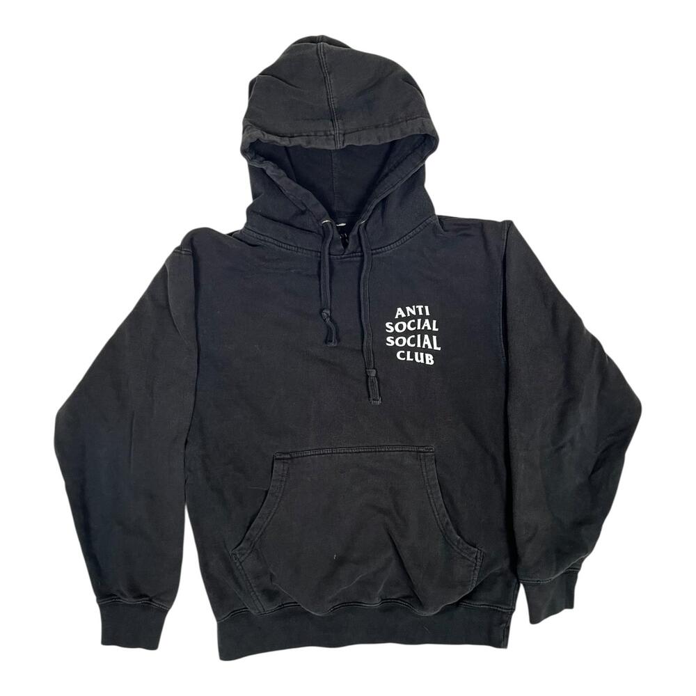 Anti Social Social Club Hoodie Mens Small Black Logo Pullover Fleece Streetwear